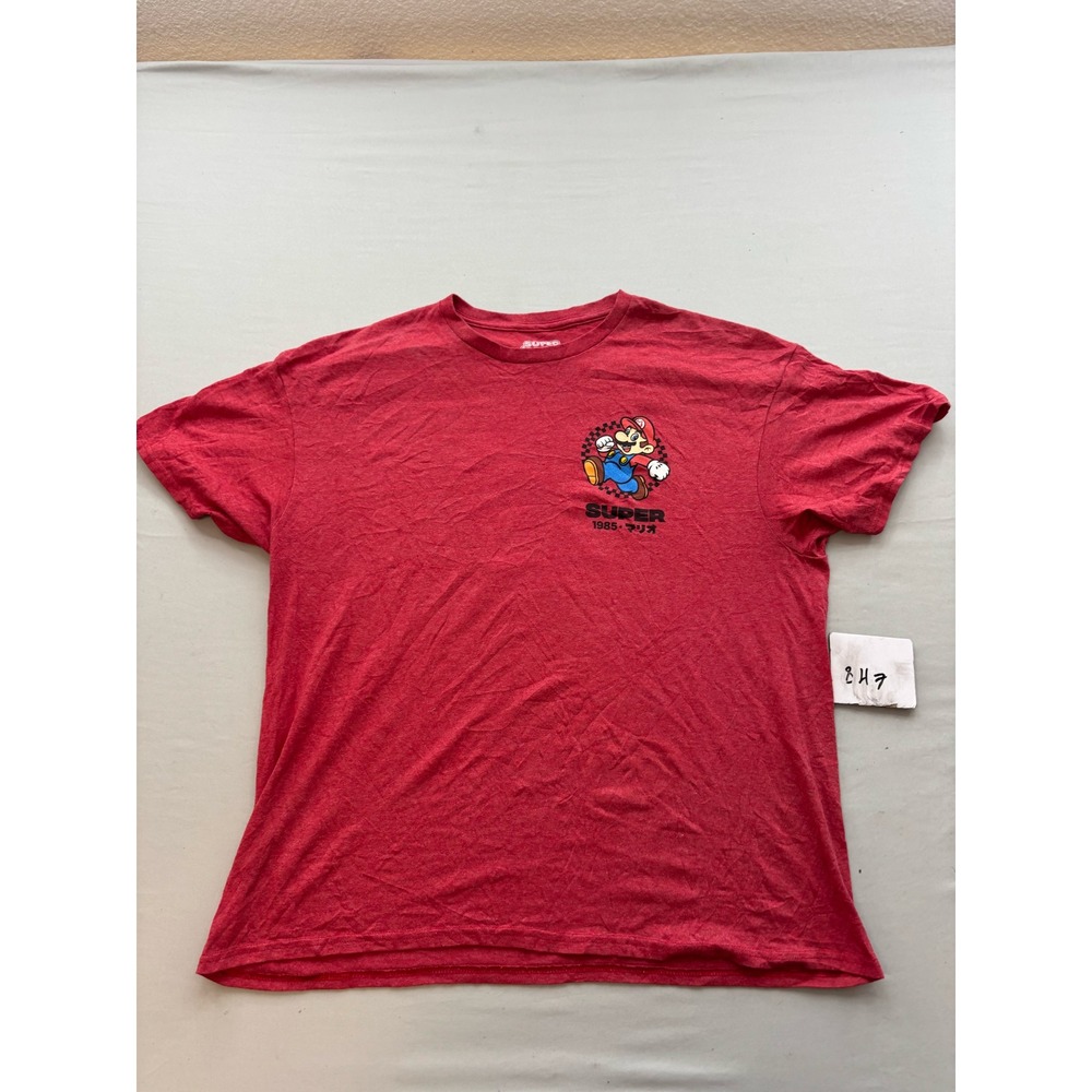 Nintendo Super Mario Bros Red Heather Graphic T-Shirt Mens XL 1985 Retro Gamer